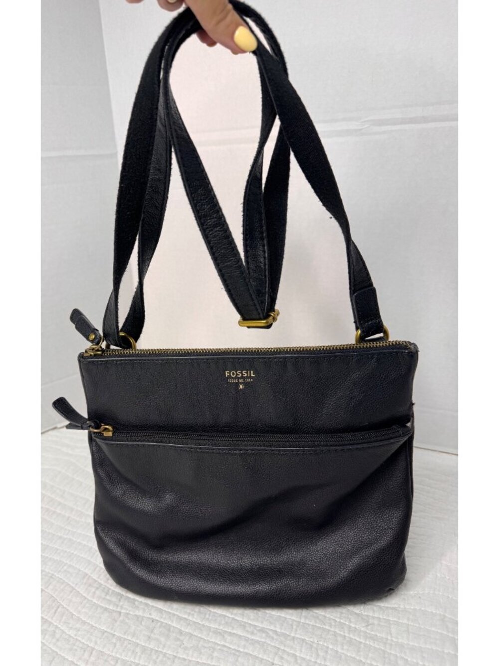 Fossil Tinsley Black Pebbled Leather Crossbody Everyday Purse Bag